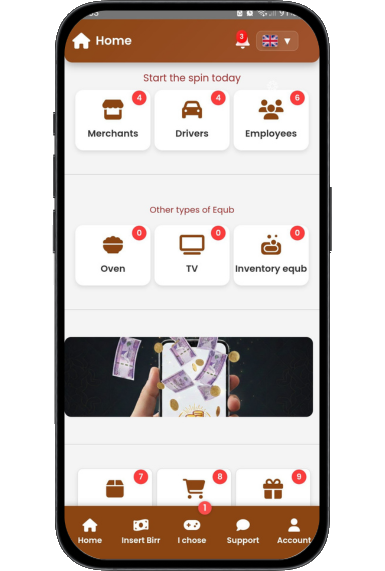 Derash Equb App on a phone
